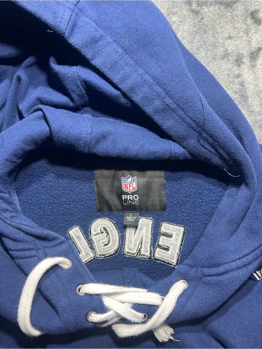 NFL Navy Lace-Up Pullover Hoodie with Team Patch
